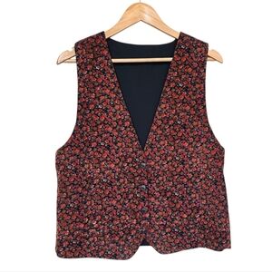 Vintage Orange Corduroy Fall Floral Vest